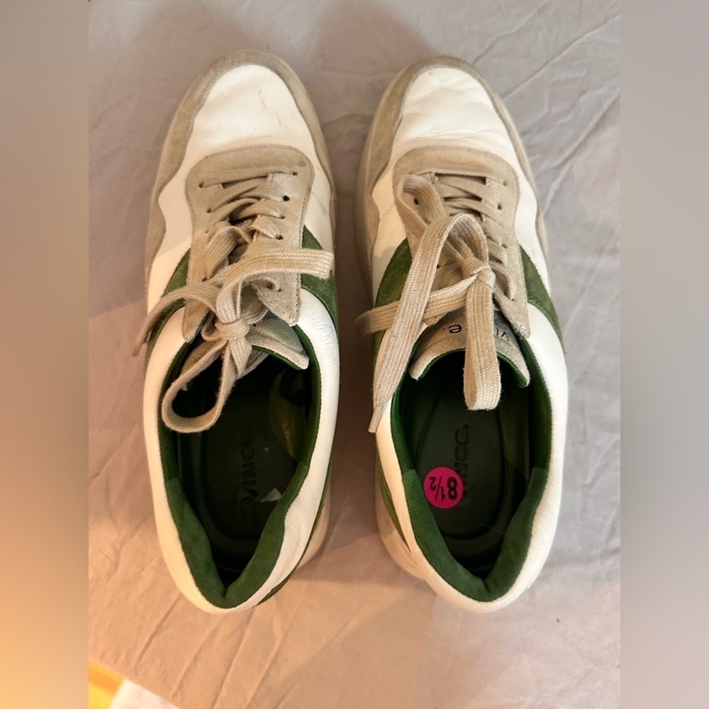 Vince Women’s Leather & Suede Low-Top Sneakers | Green & White Retro 8.5 - Picture 3 of 9